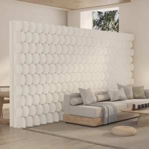Fish Scale Pattern Foldable Paper Room Divider, Freestanding No Drill Decorative Background Partition Wall, Portable Expandable Privacy Screen for Home, Studio & Trade Show