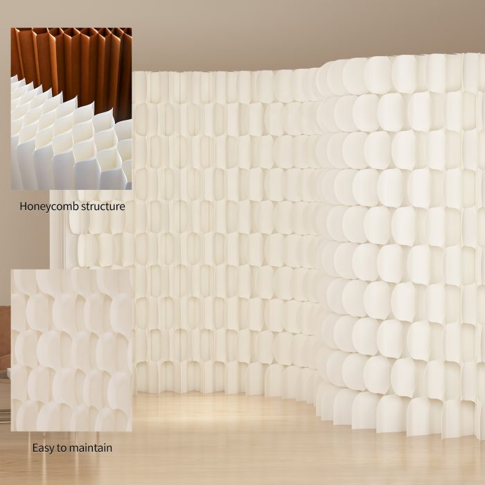 Fish Scale Pattern Foldable Paper Room Divider, Freestanding No Drill Decorative Background Partition Wall, Portable Expandable Privacy Screen for Home, Studio & Trade Show