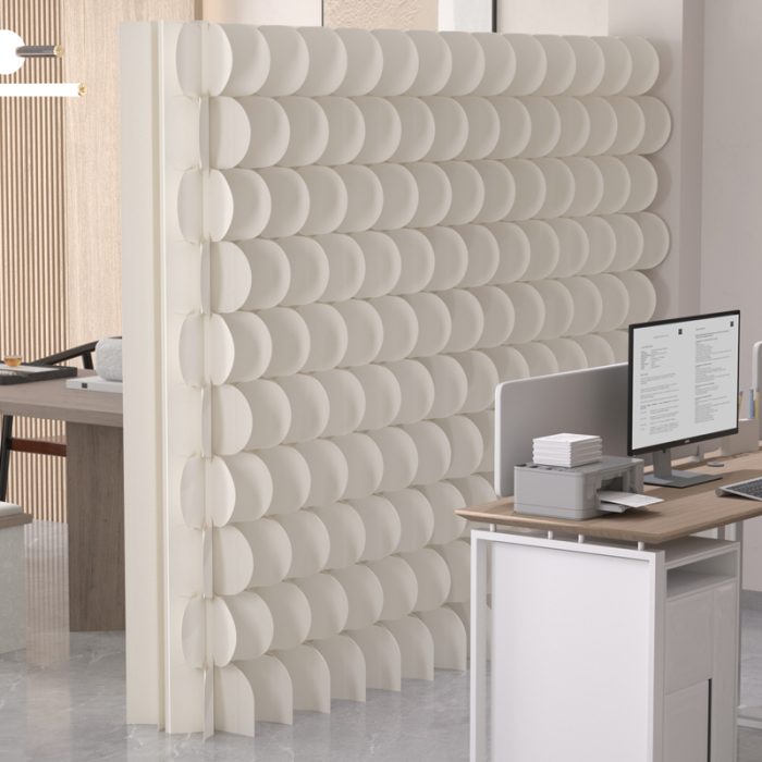 Fish Scale Pattern Foldable Paper Room Divider, Freestanding No Drill Decorative Background Partition Wall, Portable Expandable Privacy Screen for Home, Studio & Trade Show