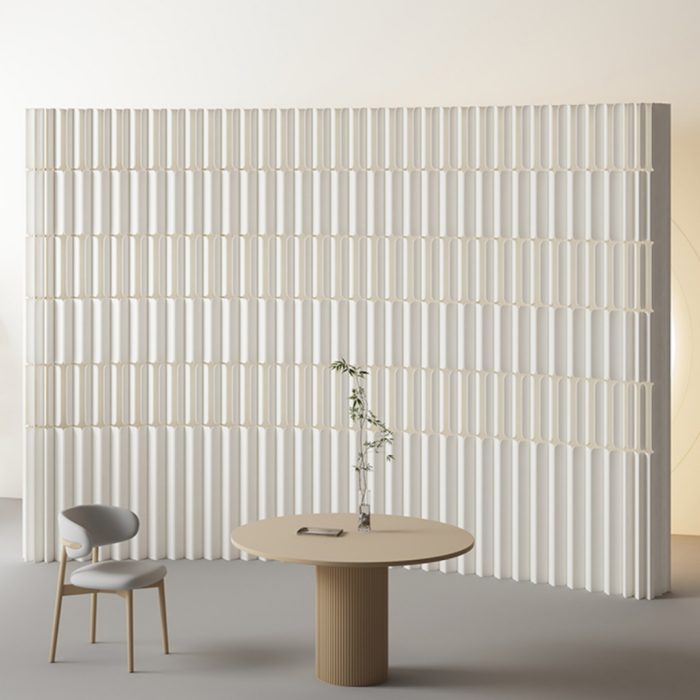 Double-Sided Foldable Paper Room Divider, Freestanding No Drill Decorative Partition Wall, One Side Textured Surface & Reverse Accordion Structure for Home & Trade Show