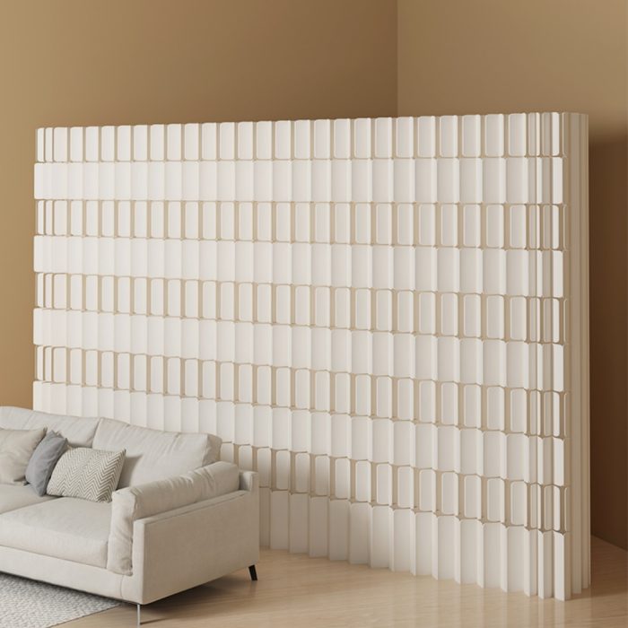 Double-Sided Foldable Paper Room Divider, Freestanding No Drill Decorative Partition Wall, One Side Textured Surface & Reverse Accordion Structure for Home & Trade Show