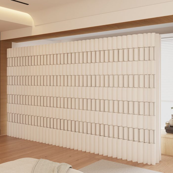 Double-Sided Foldable Paper Room Divider, Freestanding No Drill Decorative Partition Wall, One Side Textured Surface & Reverse Accordion Structure for Home & Trade Show