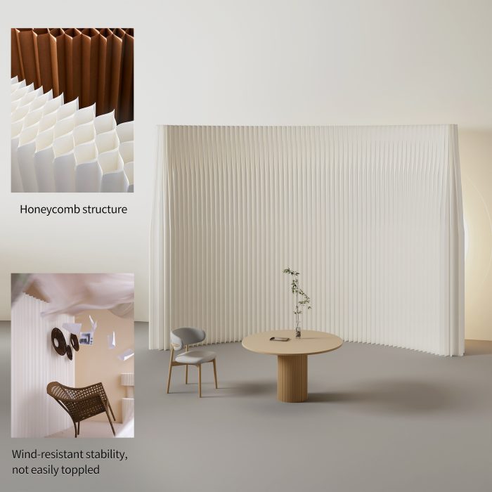 Foldable Paper Room Divider, No Drill Freestanding Decorative Partition Screen, Stylish Accent Feature Wall for Home & Commercial Space
