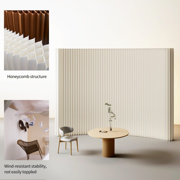 Folding Paper Room Divider, Portable Lightweight Partition Screen for Home, Office and Exhibition