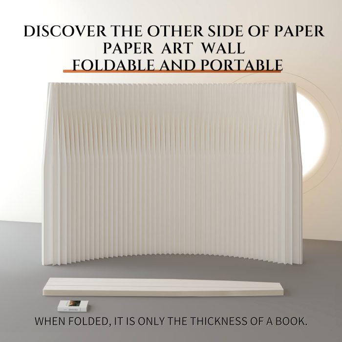 Foldable Paper Room Divider, No Drill Freestanding Decorative Partition Screen, Stylish Accent Feature Wall for Home & Commercial Space