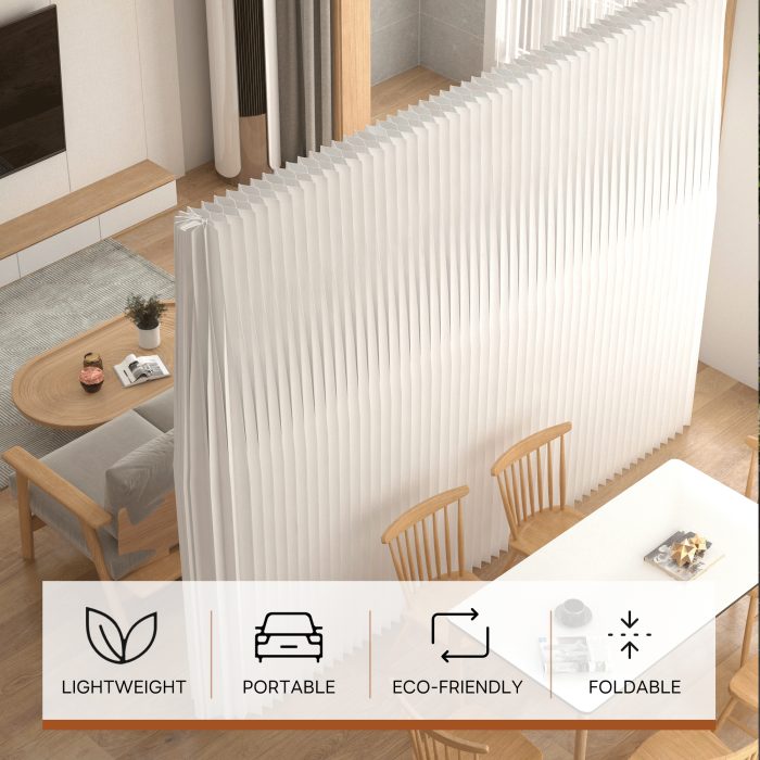 Foldable Paper Room Divider, No Drill Freestanding Decorative Partition Screen, Stylish Accent Feature Wall for Home & Commercial Space