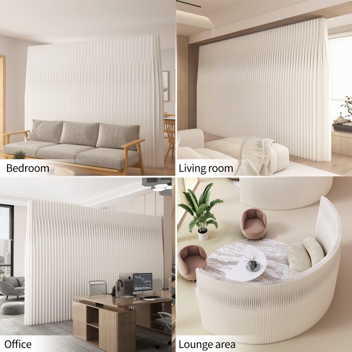 Foldable Paper Room Divider, No Drill Freestanding Decorative Partition Screen, Stylish Accent Feature Wall for Home & Commercial Space