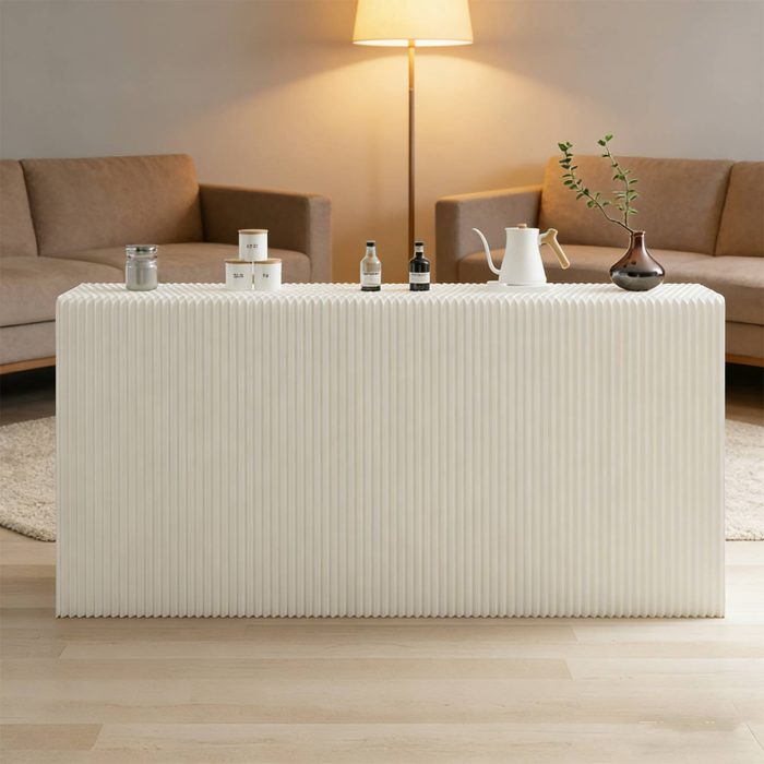 Foldable Accordion Paper Console Table, Wave Ribbed Display Table
