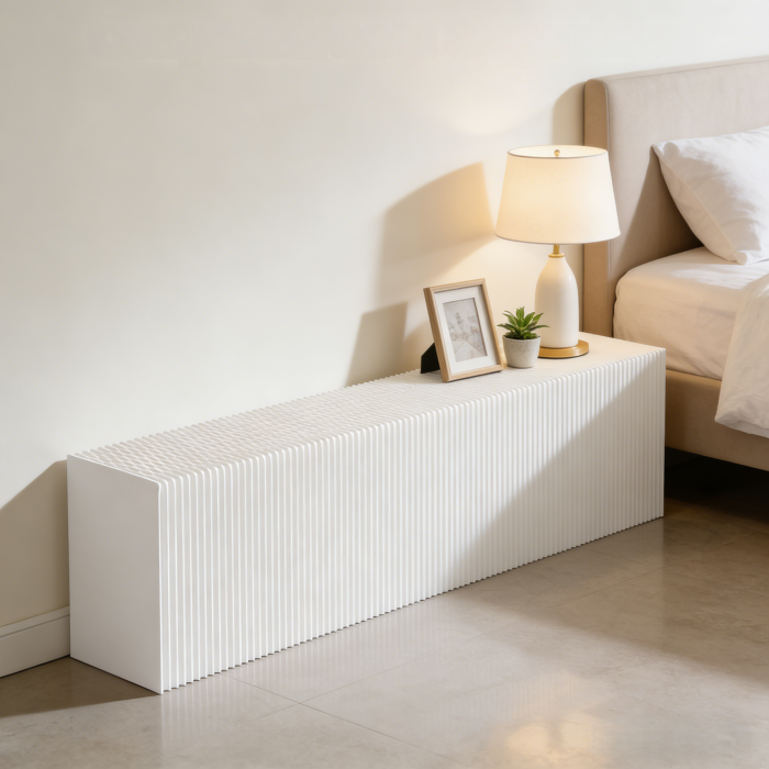 Foldable Accordion Paper Console Table, Wave Ribbed Display Table
