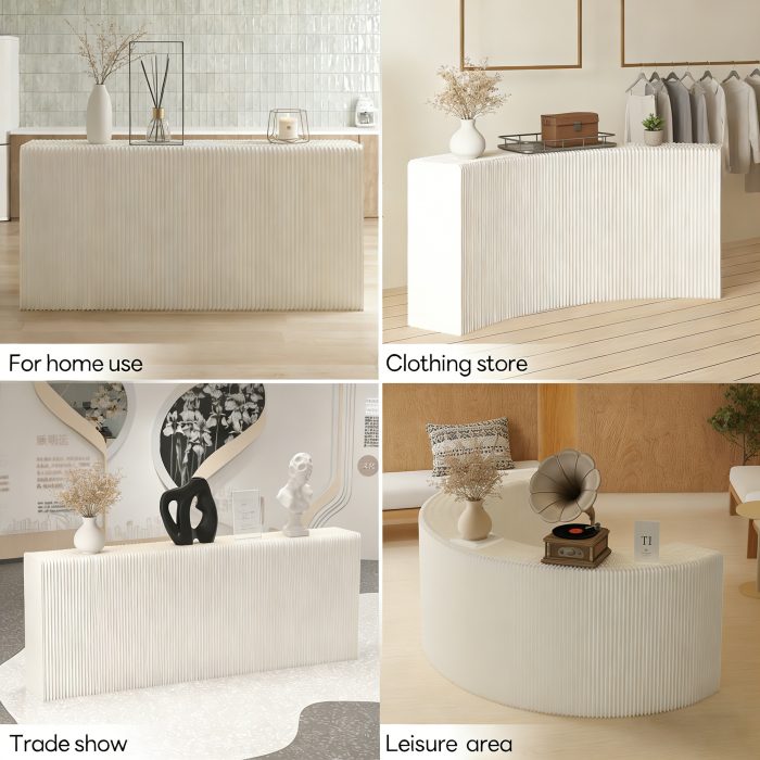 Foldable Accordion Paper Console Table, Wave Ribbed Display Table