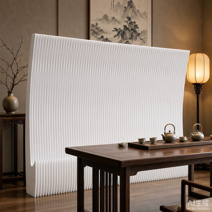 Crescent Shaped Folding Display Wall, Freestanding Room Divider Privacy Screen for Home Office Bedroom