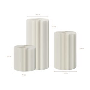 Cylinder Stands for Party 5Pcs Round Pedestal Stand Foldable Cardboard Columns Cylinder Tables for Parties Baby Shower Birthday Wedding Pillars Display Decoration (White,5PCS)