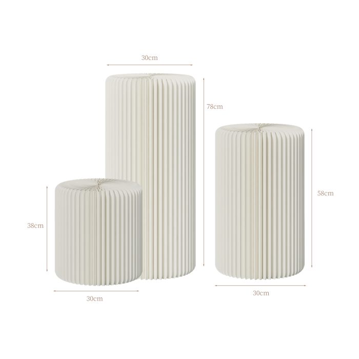 Cylinder Stands for Party 5Pcs Round Pedestal Stand Foldable Cardboard Columns Cylinder Tables for Parties Baby Shower Birthday Wedding Pillars Display Decoration (White,5PCS)