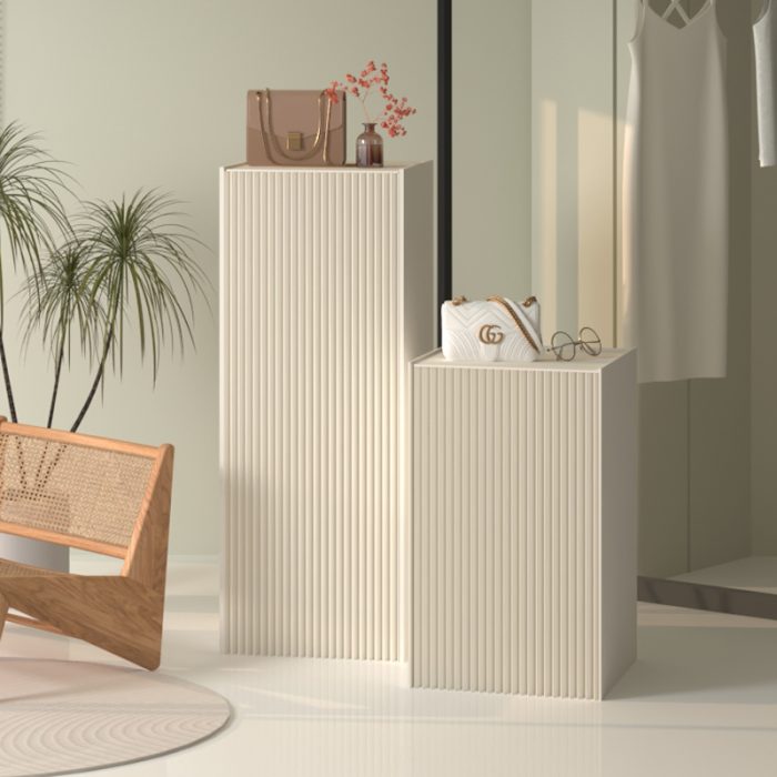 Folding Paper Display Pedestal, Honeycomb Paper Column Display Stand, Retail Window Product Riser for Bag, Jewelry, Clothing Exhibition