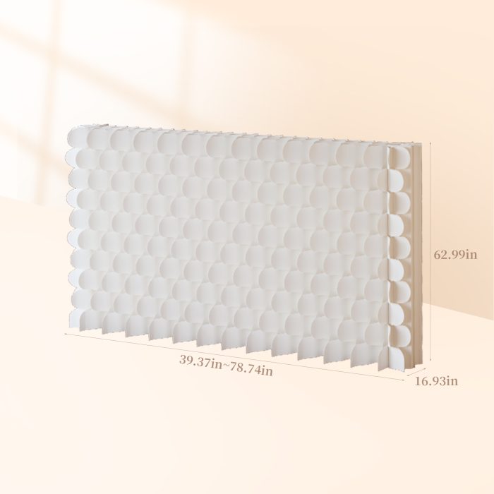 Fish Scale Pattern Foldable Paper Room Divider, Freestanding No Drill Decorative Background Partition Wall, Portable Expandable Privacy Screen for Home, Studio & Trade Show