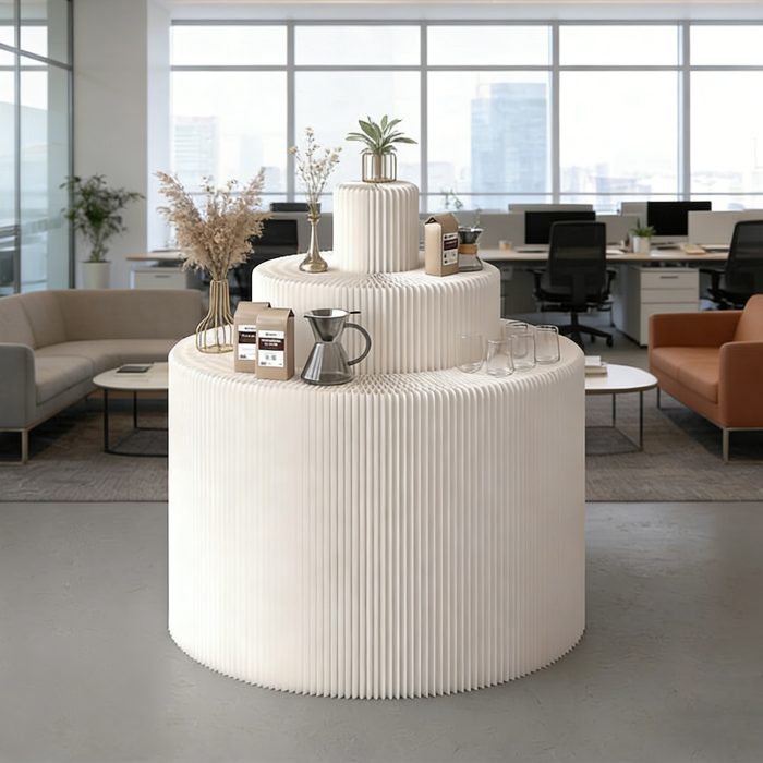 Collapsible Paper Round Display Stand, Freestanding Tiered Cylinder Display Riser for Retail, Boutique & Event Styling