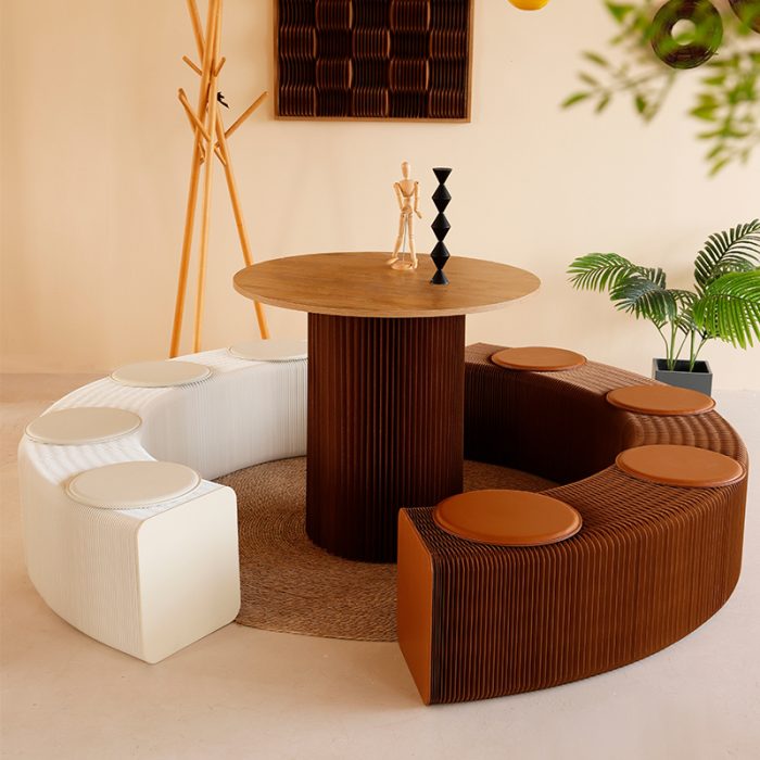 Foldable Multi-Person Paper Bench – No Drill, Easy Setup for Events & Exhibitions