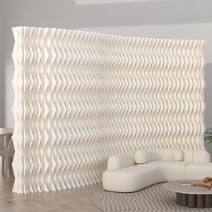Folding paper room divider, no‑drill freestanding shapeable partition, diamond accent wall for home and commercial decor