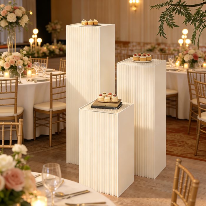 Folding Paper Display Pedestal, Honeycomb Paper Column Display Stand, Retail Window Product Riser for Bag, Jewelry, Clothing Exhibition