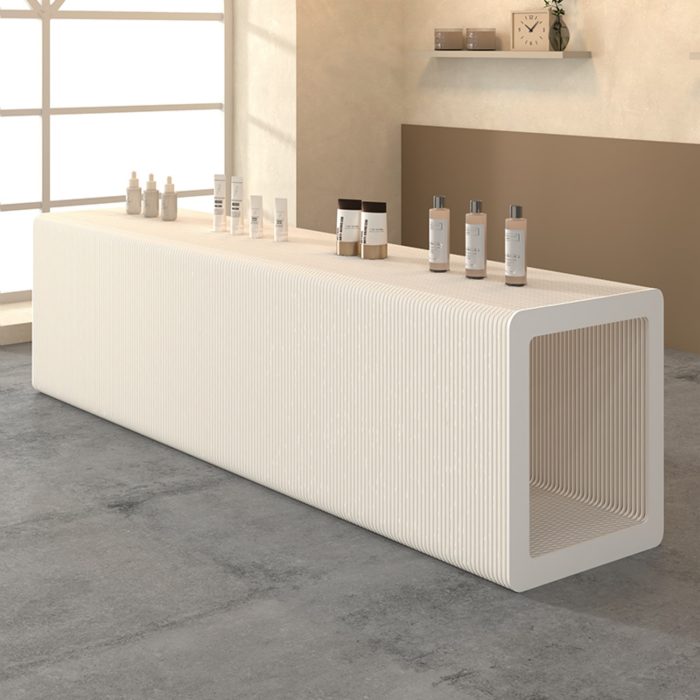 Foldable Honeycomb Paper Long Display Counter, Portable Retail Display Stand, No Assembly Required, Freestanding Showcase Table for Boutique, Trade Show, Pop-up Shop