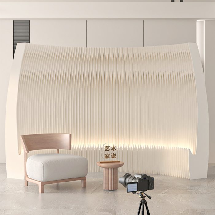 Crescent Shaped Folding Display Wall, Freestanding Room Divider Privacy Screen for Home Office Bedroom