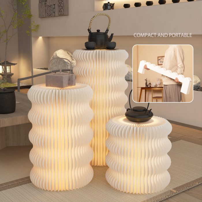 Foldable Fish Scale Paper Display Stand, Freestanding Product Showcase, Tool-Free No Drill Exhibition Counter