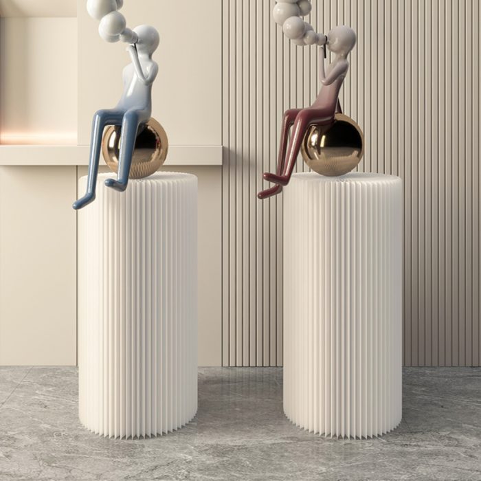Cylinder Stands for Party 5Pcs Round Pedestal Stand Foldable Cardboard Columns Cylinder Tables for Parties Baby Shower Birthday Wedding Pillars Display Decoration (White,5PCS)