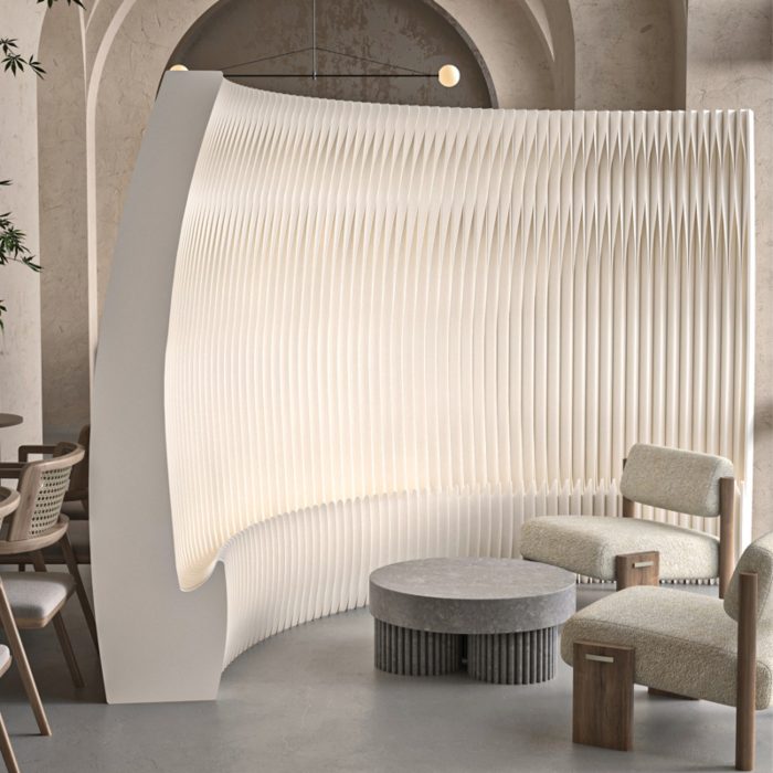 Crescent Shaped Folding Display Wall, Freestanding Room Divider Privacy Screen for Home Office Bedroom