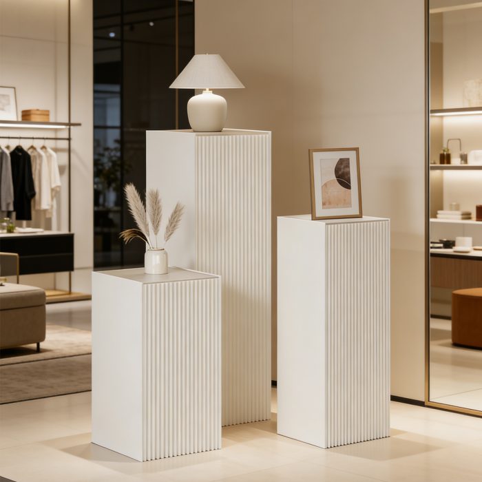 Folding Paper Display Pedestal, Honeycomb Paper Column Display Stand, Retail Window Product Riser for Bag, Jewelry, Clothing Exhibition