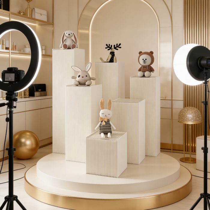 Folding Paper Display Pedestal, Honeycomb Paper Column Display Stand, Retail Window Product Riser for Bag, Jewelry, Clothing Exhibition