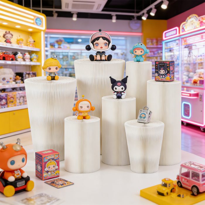Foldable Drill‑Free Paper Display Stand – Multi‑Style Combined Product Display Riser, Base & Display Shelf for Retail, Pop-Up Shop & Exhibition Merchandising