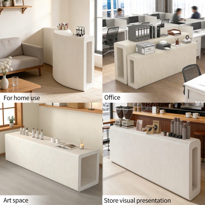 Foldable Honeycomb Paper Long Display Counter, Portable Retail Display Stand, No Assembly Required, Freestanding Showcase Table for Boutique, Trade Show, Pop-up Shop