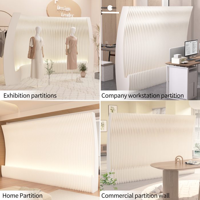 Crescent Shaped Folding Display Wall, Freestanding Room Divider Privacy Screen for Home Office Bedroom