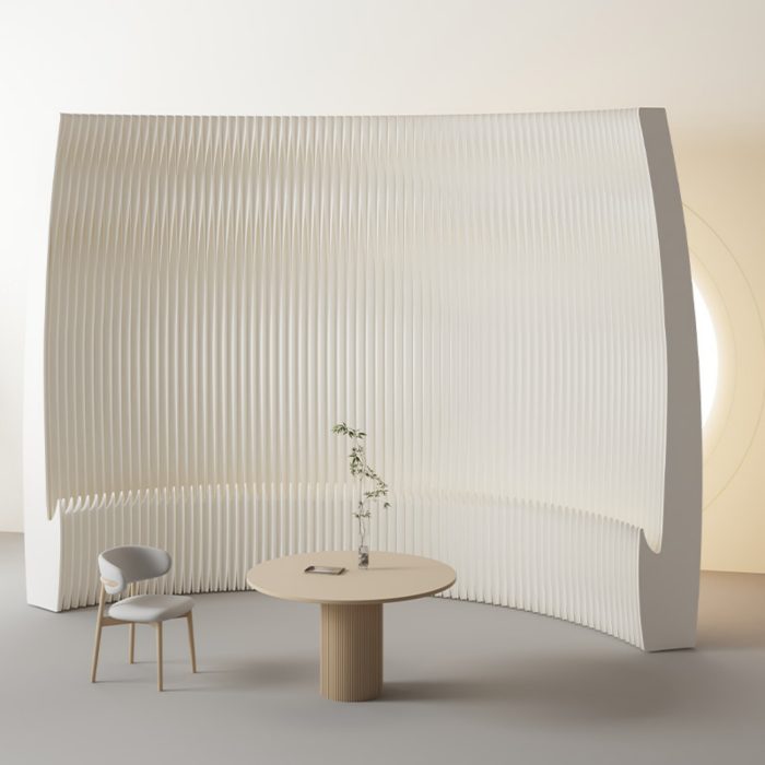 Crescent Shaped Folding Display Wall, Freestanding Room Divider Privacy Screen for Home Office Bedroom
