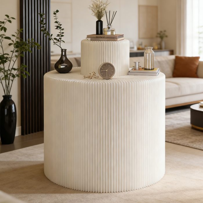 Collapsible Paper Round Display Stand, Freestanding Tiered Cylinder Display Riser for Retail, Boutique & Event Styling