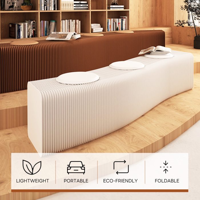 Foldable Multi-Person Paper Bench – No Drill, Easy Setup for Events & Exhibitions